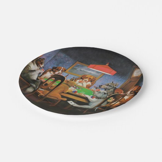 Hunde Poker von C.M. Coolidge Pappteller (Schrägansicht)