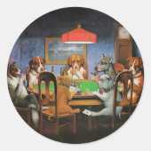 Hunde Poker von C.M. Coolidge Runder Aufkleber (Vorderseite)
