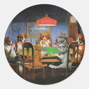 Hunde Poker von C.M. Coolidge Runder Aufkleber