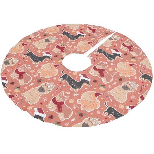 Hunde Polyester Weihnachtsbaumdecke (Schrägansicht)