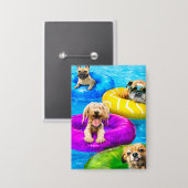 Hunde-Poolparty Button (Vorderseite/Rückseite)