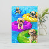 Hunde-Poolparty Einladung (Stehend Vorderseite)