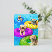 Hunde-Poolparty Einladungspostkarte (Stehend Vorderseite)