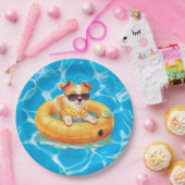 Hunde-Poolparty  Pappteller (Party)