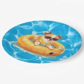 Hunde-Poolparty  Pappteller (Schrägansicht)