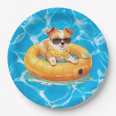 Hunde-Poolparty  Pappteller (Vorderseite)