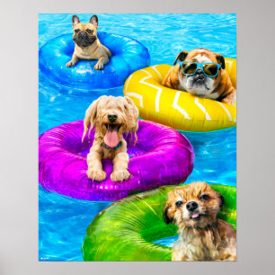 Hunde-Poolparty Poster
