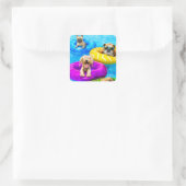Hunde-Poolparty Quadratischer Aufkleber (Tasche)