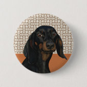 Hunde-Portrait-Liebhaber der Schwarzen Dackel Button (Vorderseite)