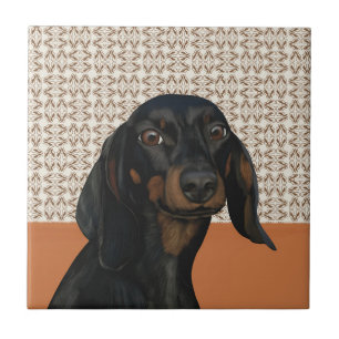Hunde-Portrait-Liebhaber der Schwarzen Dackel Fliese