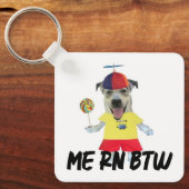 Hunde-Propellerhut lustiger Spruch Schlüsselanhänger (Vorderseite)