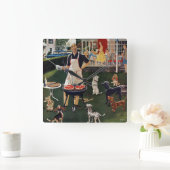 Hunde Quadratische Wanduhr (Zuhause)