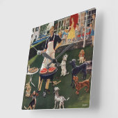 Hunde Quadratische Wanduhr (Winkel)