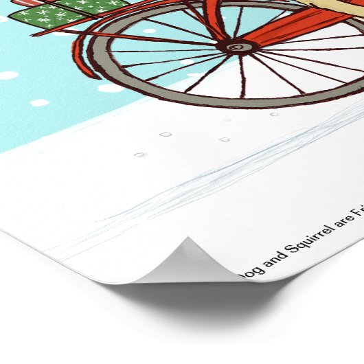 Hunde Rad mit Eichhörnchenfreund Whimsical Poster (Ecke)