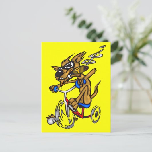 Hunde-Rad Postkarte (Stehend Vorderseite)