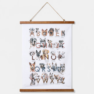 Hunde Rasse Alphabet Kunst Wand an Wand Wandteppich Mit Holzrahmen