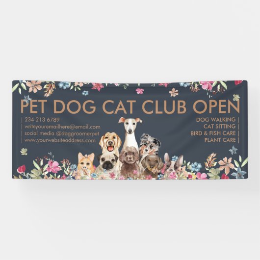 Hunde Rassen Niedliche Welpen Handgezogen Banner (Horizontal)