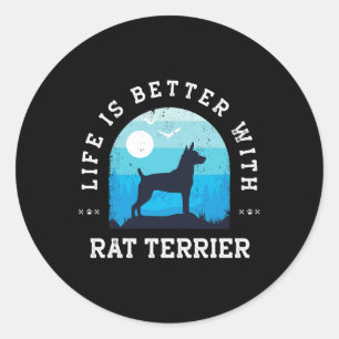 Hunde Rat Terrier Life Better Rat Terrier Vintag B Runder Aufkleber