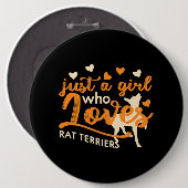 Hunde Rat Terrier Nur ein Mädchen, das Rat Terrier Button (Vorne & Hinten)