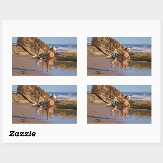 Hunde Rechteckiger Aufkleber (Blatt)