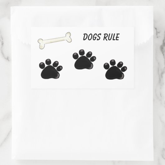 Hunde-Regel - Paw Prints Rechteckiger Aufkleber (Tasche)