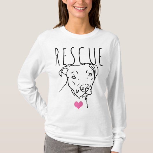 Hunde Rettung Pitbull Niedliches Herz Adoptier Hau T-Shirt (Vorderseite)