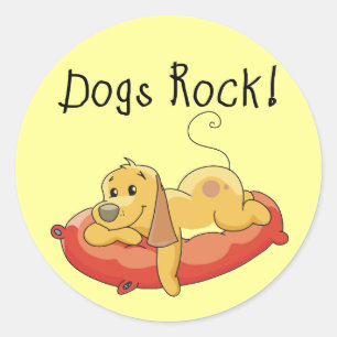 Hunde Rock Tshirts und Geschenke Runder Aufkleber