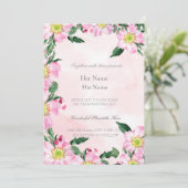 Hunde Rose auf rosa Hintergrund Hochzeit Einladung (Stehend Vorderseite)