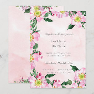 Hunde Rose auf rosa Hintergrund Hochzeit Einladung