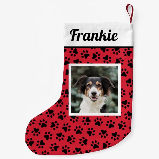 Hunde Rot und Schwarz Drucke Benutzerdefiniertes F Kleiner Weihnachtsstrumpf (Rückseite)