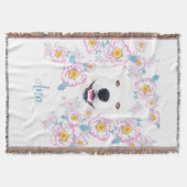 Hunde Samoyed und rosa Blume Decke (Vorderseite)