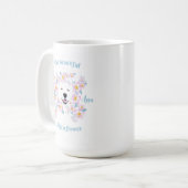 Hunde Samoyed und rosa Blume Kaffeetasse (Vorderseite Links)