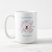 Hunde Samoyed und rosa Blume Kaffeetasse (Links)