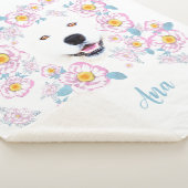 Hunde Samoyed und rosa Blume Sherpadecke (3/4)