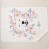 Hunde Samoyed und rosa Blume Sherpadecke (Vorderseite (Horizontal))