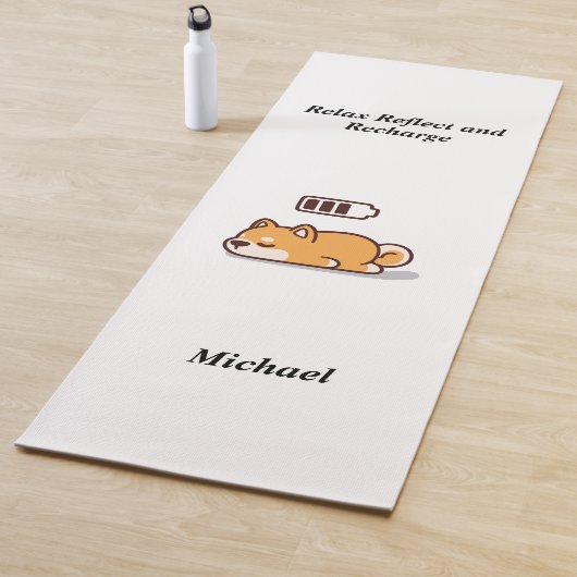 Hunde schlafende Batterie laden Power Energie Spaß Yogamatte (Beispiel)