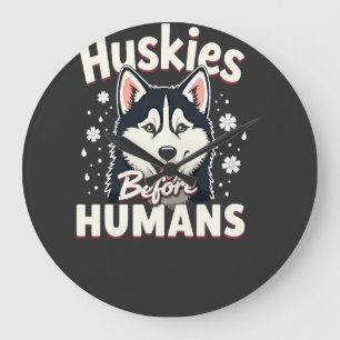 Hunde-Schlittenfahren Mushing-Abenteuer Husky-Team Große Wanduhr