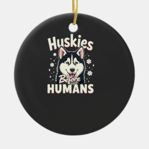 Hunde-Schlittenfahren Mushing-Abenteuer Husky-Team Keramik Ornament