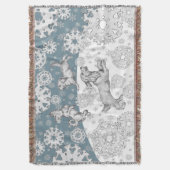 Hunde & Schneeflocken Blauer Winterspass Weihnacht Decke (Vorderseite Vertikal)