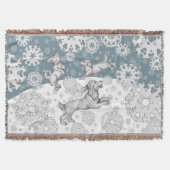 Hunde & Schneeflocken Blauer Winterspass Weihnacht Decke (Vorderseite)