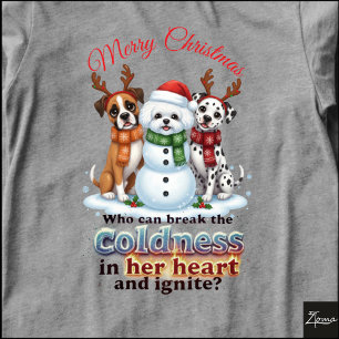 Hunde Schneemann Weihnachten Geweih Urlaubsschal Tri-Blend Shirt