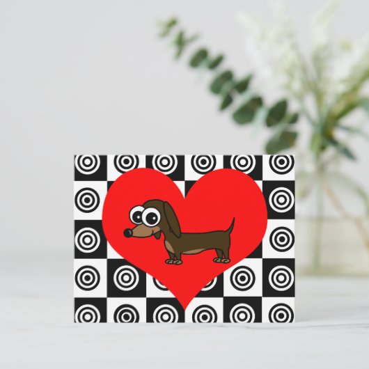 Hunde - Schwarz, Rot, Weiße Postkarte (Stehend Vorderseite)