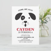 Hunde schwarz-weiße Flecke Geburtstag Einladung (Stehend Vorderseite)