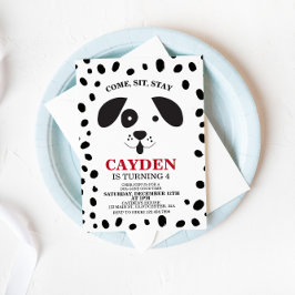 Hunde schwarz-weiße Stelle Geburtstag Einladung