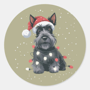 Hunde Scottie Scottish Terrier Weihnachten Hundema Runder Aufkleber