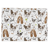 Hunde sehen sich Knochen und Klauen nahtlos gegenü Große Geschenktüte (Rückseite)