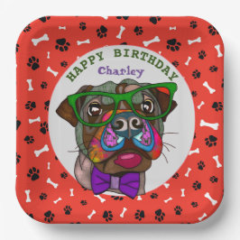 Hunde sehen sich Mops Geburtstag Papieren Teller