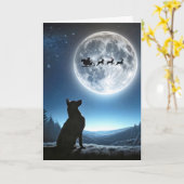 Hunde sehen Weihnachtsmann und Rentier Karte (Gelbe Blume)