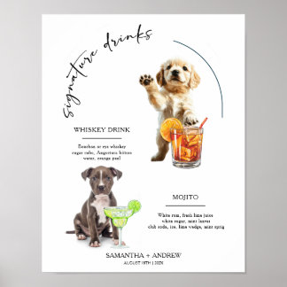 Hunde-Signatur-Drink Hochzeit Bar Drink Menü Poster