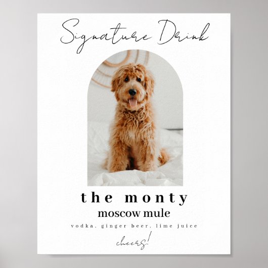 Hunde-Signatur-Drinks Hochzeitssignatur Poster (Vorne)